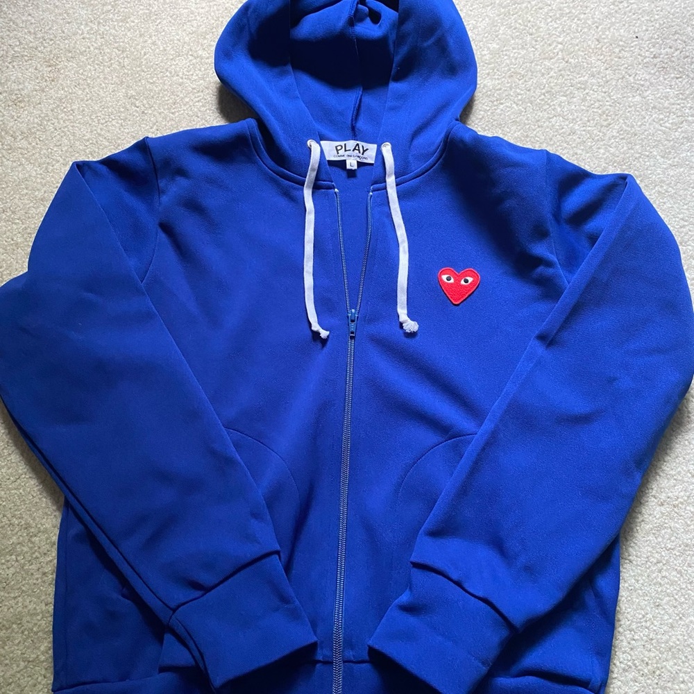 Comme des Garcons PLAY blue hoodie red heart youth Large